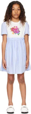 Dolce & Gabbana Kids Blue & White Striped Dress In S9000 Variante Abbin