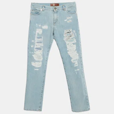 Pre-owned Dolce & Gabbana Kids Blue Denim Distressed Jeans 11-12 Yrs/waist 28"