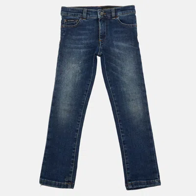 Pre-owned Dolce & Gabbana Kids Blue Denim Straight Leg Jeans 5yrs
