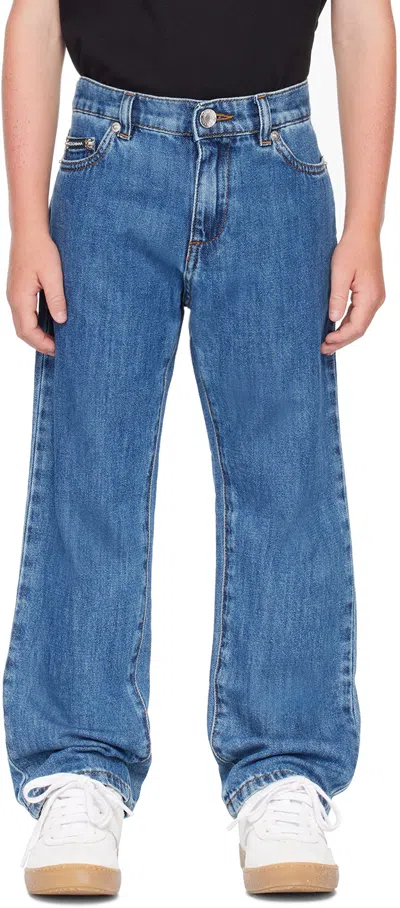 Dolce & Gabbana Kids Blue Five-pocket Jeans In B0013