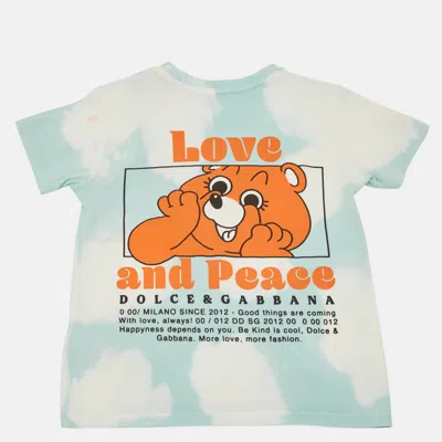 Pre-owned Dolce & Gabbana Kids Blue Printed Cotton T-shirt 18-24 M