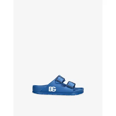 Dolce & Gabbana Kids' Branded Eva Sandals In Blue