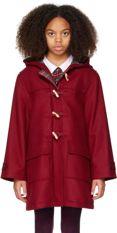 Dolce & Gabbana Kids Burgundy Wool Duffle Coat In R5232 Bordeaux