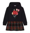 Dolce & Gabbana Blue Dress For Girl With Tulip And Logo In Multi
