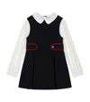 Dolce & Gabbana Logo-embroidered Long-sleeve Stretch-cotton  Dress 4-12+ Years Very Dark Blue 2 In Multi