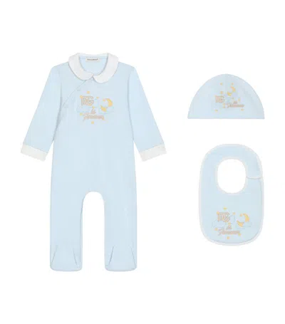 Dolce & Gabbana Babies' Kids Cotton Printed All-in-one, Hat And Bib Set (0-24 Months) In Multi