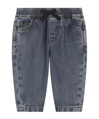Dolce & Gabbana Dolce  Gabbana Kids Elastic Waist Jeans In Blue