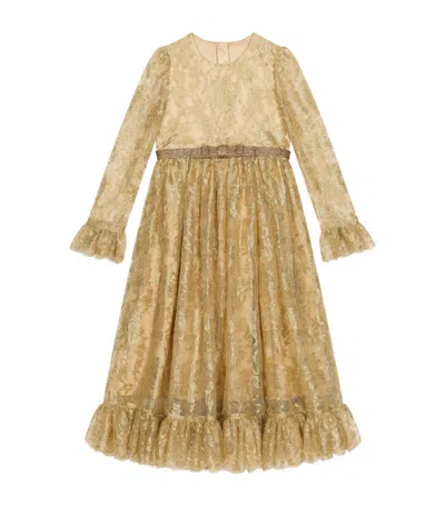 Dolce & Gabbana Kids Floral Lace Dress (8-12 Years) In Gold