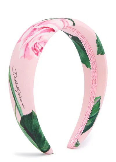 Dolce & Gabbana Kids Floral-print Cotton Headband In Pink