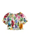 Dolce & Gabbana Multicolor Top For Baby Girl With Floral Print In Multicoloured