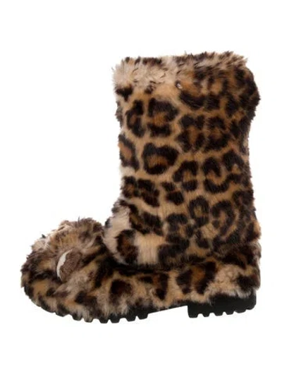 Pre-owned Dolce & Gabbana Kids Girls Animal Print Boots In Brown