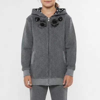 Pre-owned Dolce & Gabbana Kids Grey Herringbone Cotton Knit Zip Up Jacket 4 Yrs In Gray