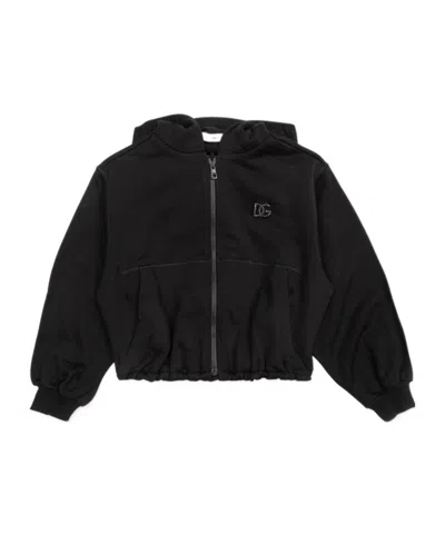 Dolce & Gabbana Kids' Zip-up Hoodie In Black