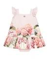 Dolce & Gabbana Hydrangea-print Striped Cotton Canvas Dress In Pink