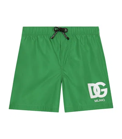 Dolce & Gabbana Kids' Dg-logo Swim Shorts In Green