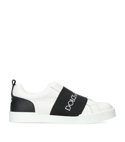 Dolce & Gabbana Kids Leather Logo Sneakers In White