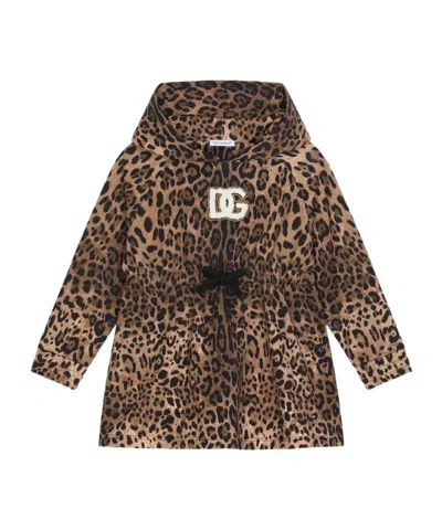 Dolce & Gabbana Babies' Long Sleeve Hooded Dress In Brown