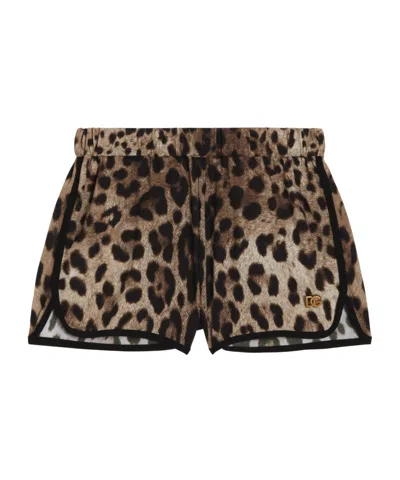 Dolce & Gabbana Dolce  Gabbana Kids Leopard-print Shorts In Brown
