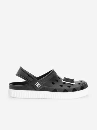 Dolce & Gabbana Kids Logo Clog Sandals In Black