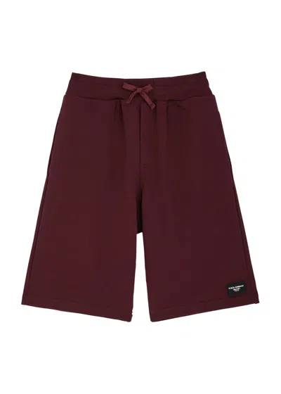 Dolce & Gabbana Kids Logo Cotton Shorts (8-13 Years) In Red