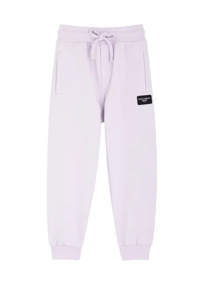 Dolce & Gabbana Kids Logo Cotton Sweatpants (2-6 Years) In Purple