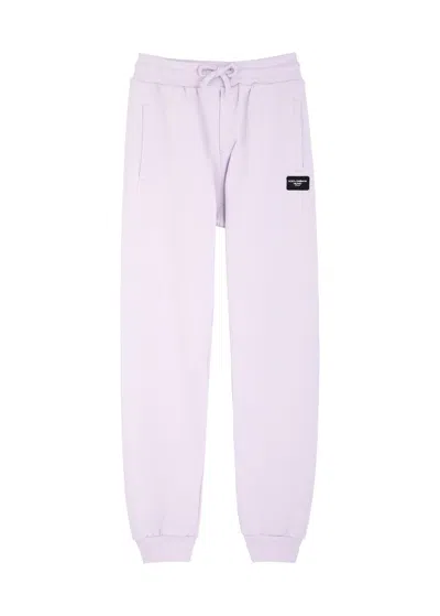 Dolce & Gabbana Kids Logo Cotton Sweatpants (8-13 Years) In Purple