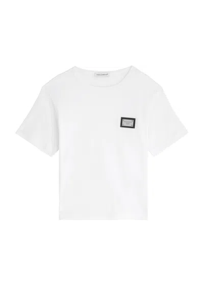 Dolce & Gabbana Kids Logo Cotton T-shirt (2-6 Years) In White