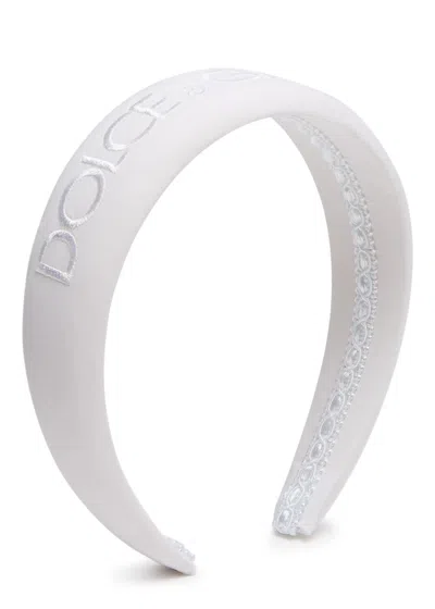 Dolce & Gabbana Kids Logo-embroidered Cotton Headband In White