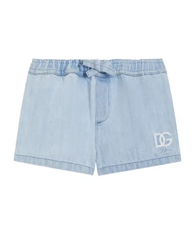 Dolce & Gabbana Dolce  Gabbana Kids Logo Embroidered Shorts In Blue