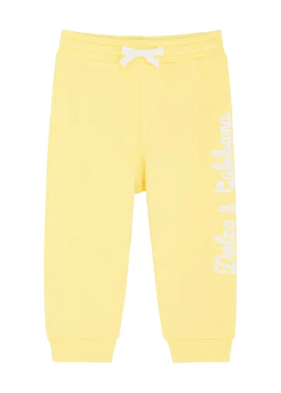 Dolce & Gabbana Kids Logo-print Cotton Sweatpants In Yellow