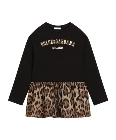 Dolce & Gabbana Dolce  Gabbana Kids Logo Printed Dress In Black