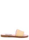 Dolce & Gabbana Kids Logo Raffia And Leather Sliders (it28-it36) In Yellow