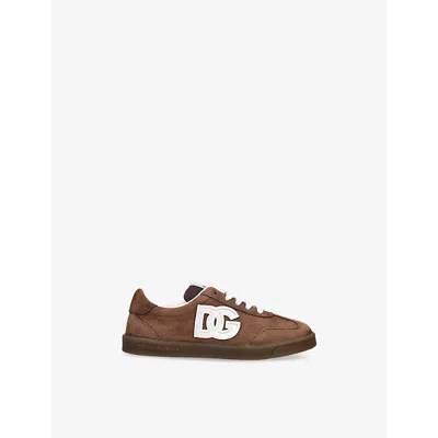 Dolce & Gabbana Kids' Logo Suede Trainers Brown Eur 29 / 11 Uk
