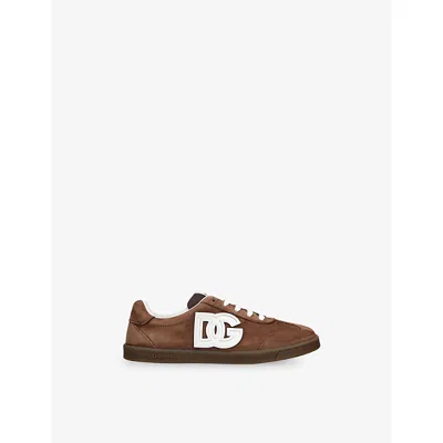 Dolce & Gabbana Kids' Logo Suede Trainers Brown Eur 37 / 4 Uk