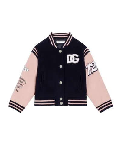 Dolce & Gabbana Dolce  Gabbana Kids Long Cloth Bomber Jacket In Blue