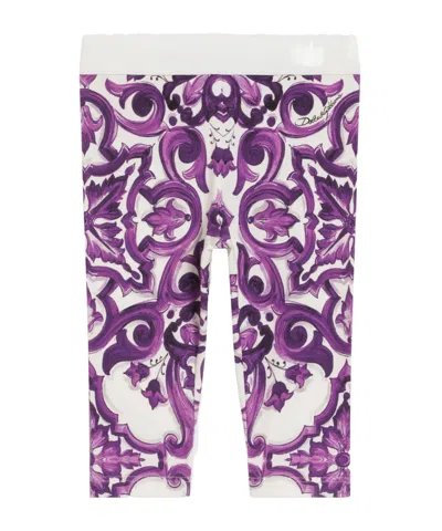 DOLCE & GABBANA DOLCE  GABBANA KIDS MAJOLICA PRINTED INTERLOCK LEGGINGS