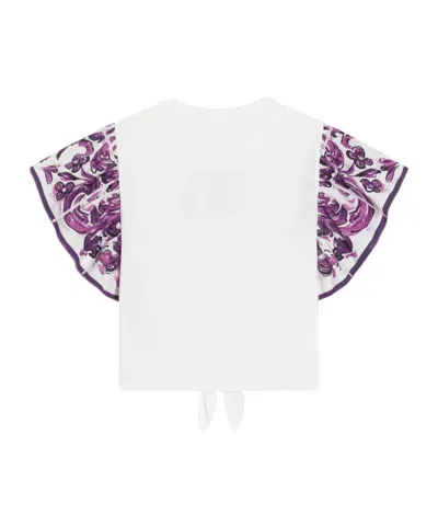 DOLCE & GABBANA DOLCE  GABBANA KIDS MAJOLICA PRINTED SHORT-SLEEVED POPLIN T-SHIRT