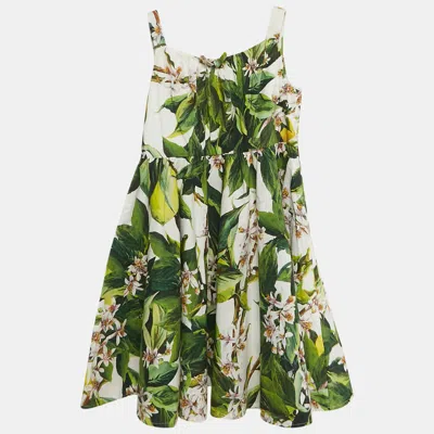 Pre-owned Dolce & Gabbana Kids Multicolor Floral Print Cotton Dress 3 Yrs