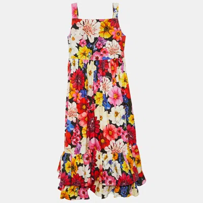 Pre-owned Dolce & Gabbana Kids Multicolor Floral Print Cotton Dress Size 11/12 Yrs
