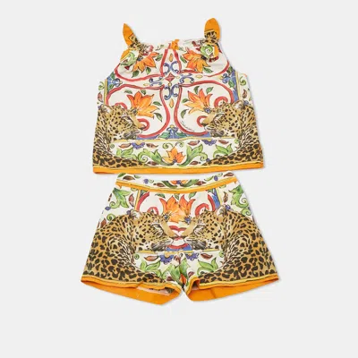 Pre-owned Dolce & Gabbana Kids Multicolor Printed Cotton Top & Shorts Set 4 Yrs
