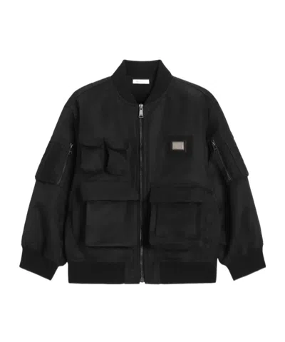 Dolce & Gabbana Babies' Dolce  Gabbana Kids Multi-pocket Bomber Jacket In Black
