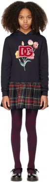 Dolce & Gabbana Kids Navy Hooded Long Sleeve Dress In S9000 Variante Abbin