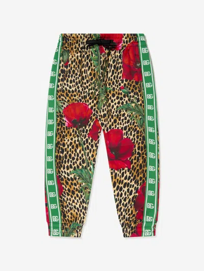 Dolce & Gabbana Kids Ocelot And Poppy Joggers 8 Yrs Multicoloured In Green