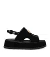 DOLCE & GABBANA PATENT LEATHER WEDGE SANDALS