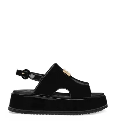 Dolce & Gabbana Kids' Girls Black Patent Flatform Sandals