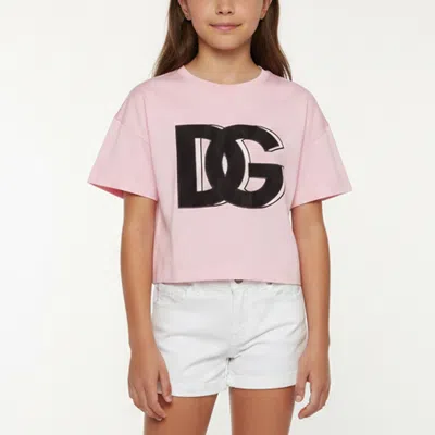Pre-owned Dolce & Gabbana Kids Pink Jersey Crewneck T-shirt 9-10 Yrs