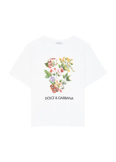 Dolce & Gabbana Kids Printed Cotton T-shirt (8-13 Years) In White