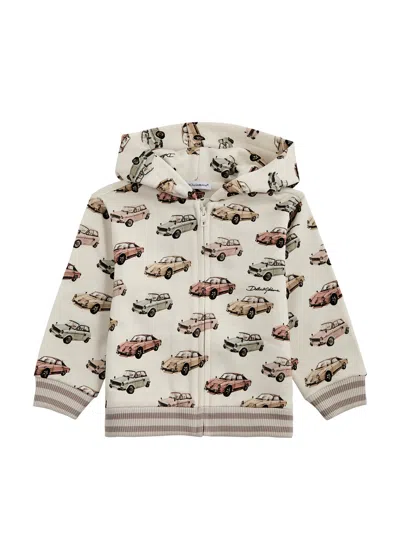 Dolce & Gabbana Babies'  Kids Printed Hooded Cotton Sweatshirt In White