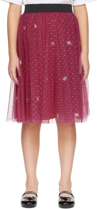 Dolce & Gabbana Kids Purple Glittery-print Tulle Skirt In Hp9e1 Pois Glitter F