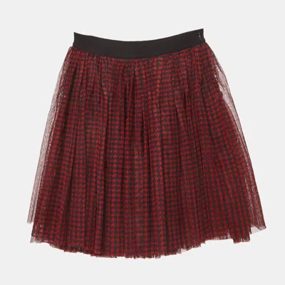 Pre-owned Dolce & Gabbana Kids Red Houndstooth Tulle Skirt 4yrs